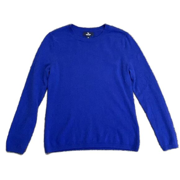 Lands’ End Royal Blue 100% Cashmere Crewneck Long Sleeve Sweater Size M - Picture 2 of 10